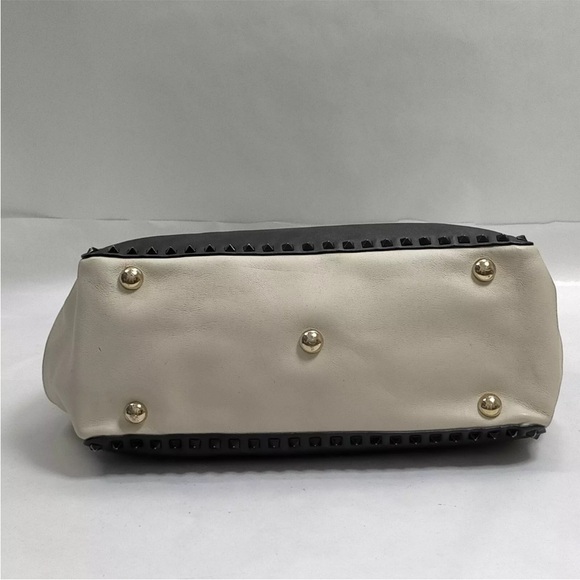 AUTH Valentino Garavani Rockstud Handbag Tote Shoulder Bag Black White - Picture 4 of 7